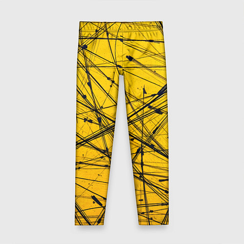 Детские легинсы Черные штрихи на желтом / 3D-принт – фото 1