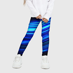 Леггинсы для девочки Синие неоновые линии краски, цвет: 3D-принт — фото 2