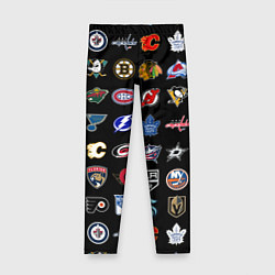Леггинсы для девочки Команды НХЛ на черном фоне, цвет: 3D-принт