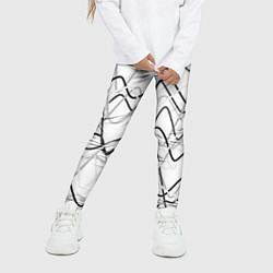 Леггинсы для девочки Белый с серыми волнистыми полосами, цвет: 3D-принт — фото 2