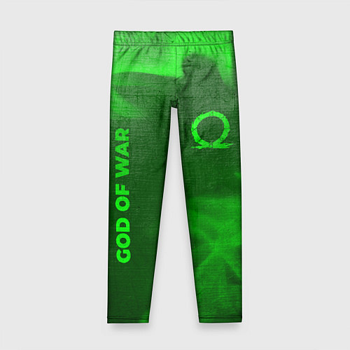 Детские легинсы God of War - green gradient вертикально / 3D-принт – фото 1