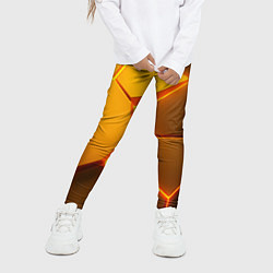 Леггинсы для девочки Желтые неоновые соты - текстура, цвет: 3D-принт — фото 2