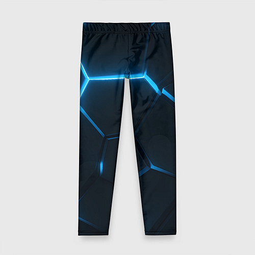 Детские легинсы Черные плиты с синим светом / 3D-принт – фото 1