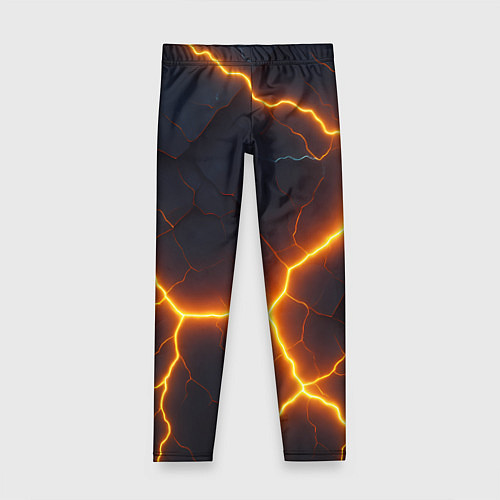 Детские легинсы Молнии и черные объемные плиты / 3D-принт – фото 1