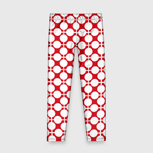 Детские легинсы Красно белый узор в клетку и горох / 3D-принт – фото 1