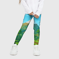 Леггинсы для девочки Пейзаж Minecraft с горой со снежной шапкой, цвет: 3D-принт — фото 2