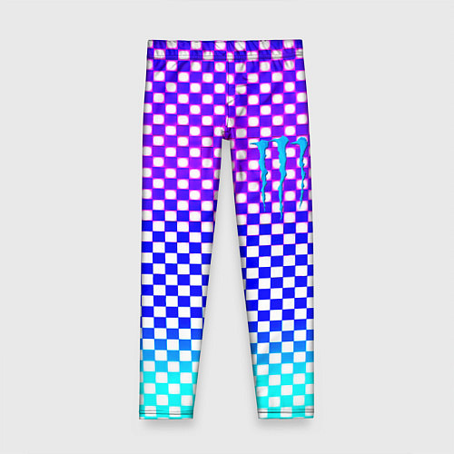 Детские легинсы Monster шахматная клетка градиент / 3D-принт – фото 1