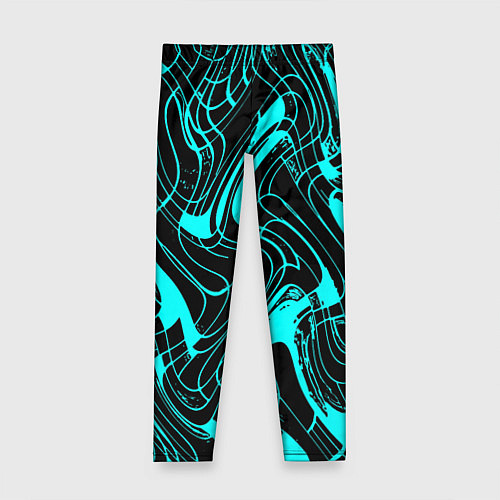 Детские легинсы Чёрно-голубой абстрактные линии / 3D-принт – фото 1