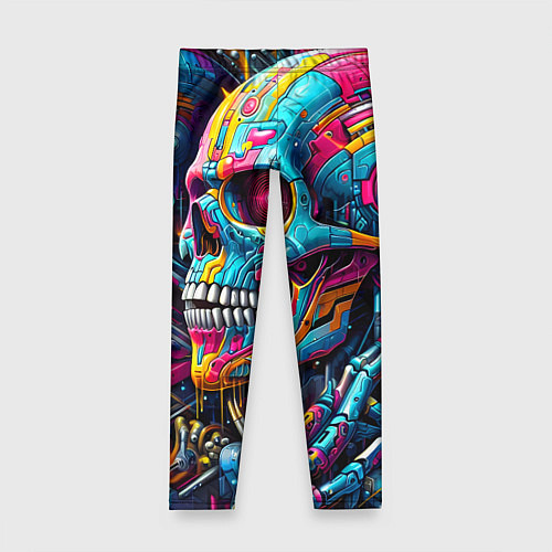 Детские легинсы Cyber skull - pattern / 3D-принт – фото 1