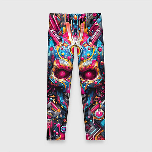 Детские легинсы Art cyber skull - ai art fantasy / 3D-принт – фото 1