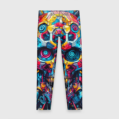 Детские легинсы Кибер череп - нейроарт паттерн / 3D-принт – фото 1
