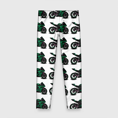 Детские легинсы Motorbike dark green / 3D-принт – фото 1
