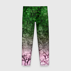 Леггинсы для девочки Абстракция - green pink gradient in black web, цвет: 3D-принт