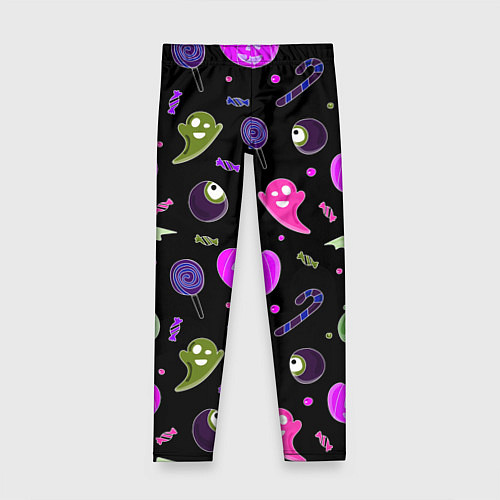 Детские легинсы Halloween pink black pumpkin / 3D-принт – фото 1