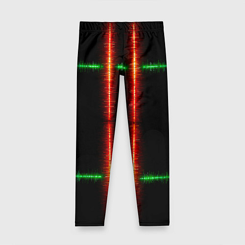 Детские легинсы Color black green red lines / 3D-принт – фото 1