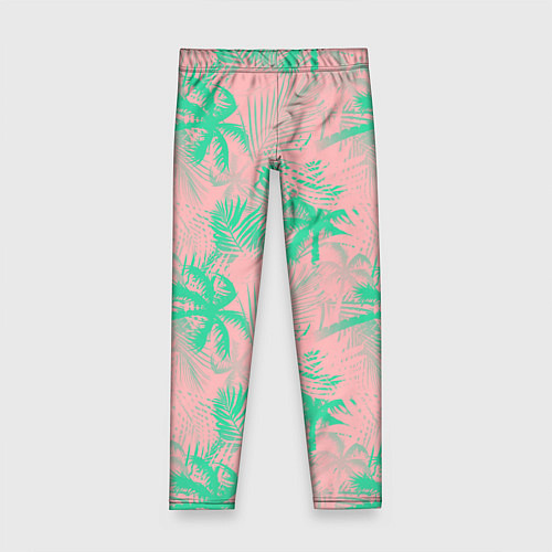 Детские легинсы Palm turquoise pink / 3D-принт – фото 1