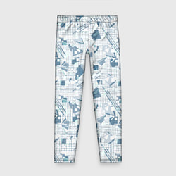Леггинсы для девочки Мемфис синий с серым клетчатый геометрический узор, цвет: 3D-принт