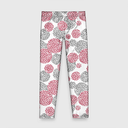 Детские легинсы Крупный красный серый горох с леопардовой текстуро / 3D-принт – фото 1