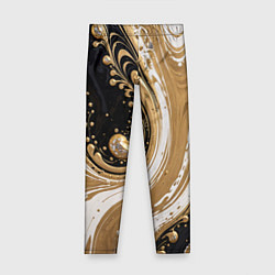Леггинсы для девочки Черный агат и жидкое золото, цвет: 3D-принт