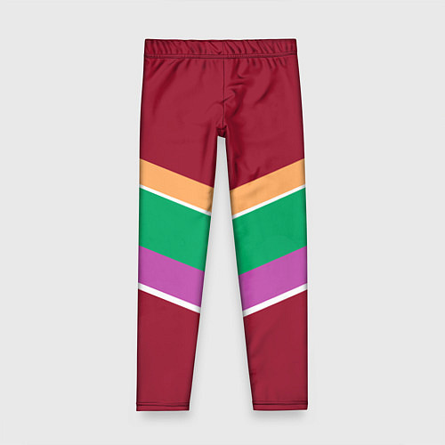 Детские легинсы Тёмный красный с полосами / 3D-принт – фото 1