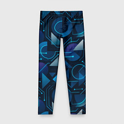 Леггинсы для девочки Футуристическая сине-фиолетовая абстракция с хакер, цвет: 3D-принт