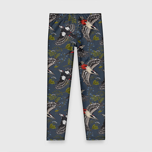 Детские легинсы Дятлы и цветы / 3D-принт – фото 1