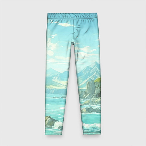 Детские легинсы Художественный берег со скалами / 3D-принт – фото 1