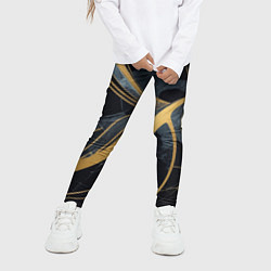 Леггинсы для девочки Мраморный узор с золотыми полосками, цвет: 3D-принт — фото 2