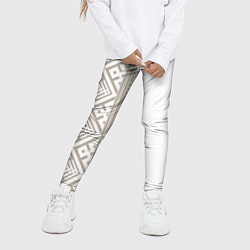 Леггинсы для девочки Узоры славянские в бежевом цвете, цвет: 3D-принт — фото 2