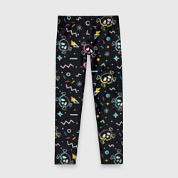 Леггинсы для девочки Паттерн с черепами и геометрическими фигурами в ст, цвет: 3D-принт