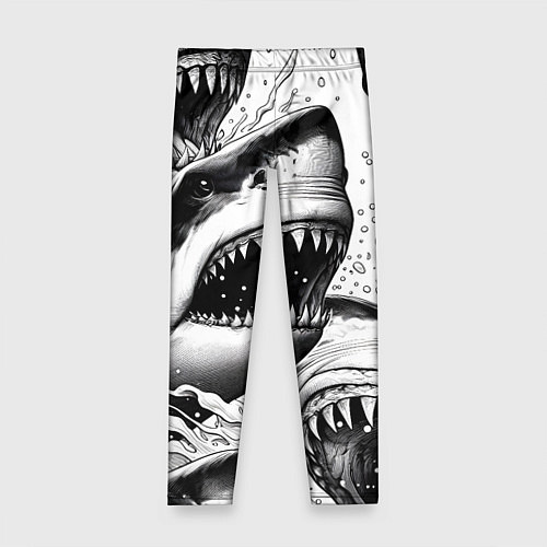 Детские легинсы Белая акула - стая / 3D-принт – фото 1