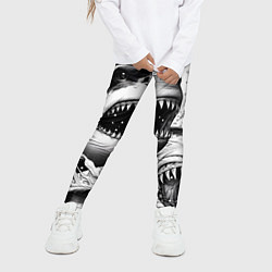 Леггинсы для девочки Белая акула - стая, цвет: 3D-принт — фото 2