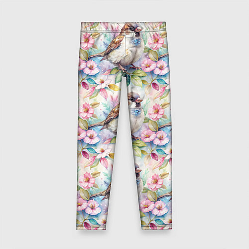 Детские легинсы Воробей в ярких цветах паттерн / 3D-принт – фото 1
