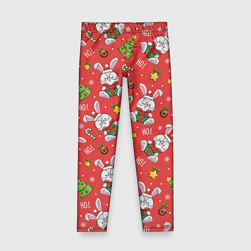 Детские легинсы Новогодний паттерн с зайчиком / 3D-принт – фото 1