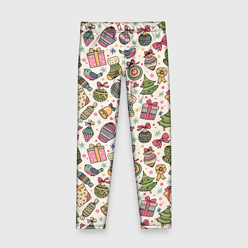 Детские легинсы Новогодний паттерн / 3D-принт – фото 1