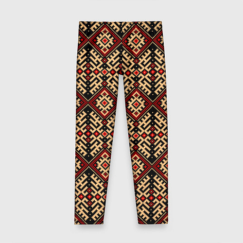 Детские легинсы Славянский вышивной орнамент макошь / 3D-принт – фото 1