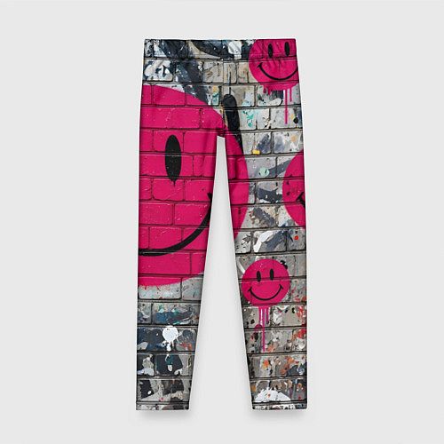 Детские легинсы Розовые смайлы граффити / 3D-принт – фото 1