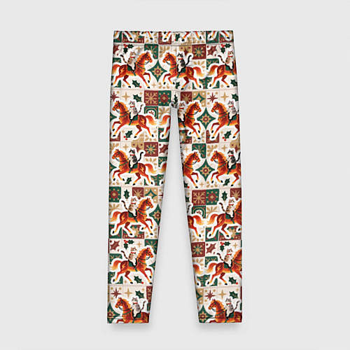 Детские легинсы Винтажные коты всадники на лошади / 3D-принт – фото 1