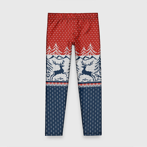 Детские легинсы Вязаный узор с оленями / 3D-принт – фото 1