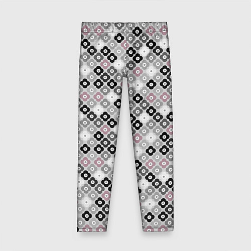 Детские легинсы Цветочный серо-розовый узор ретро / 3D-принт – фото 1