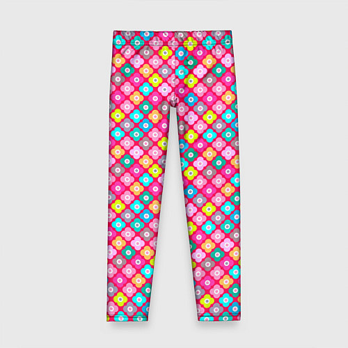 Детские легинсы Разноцветный цветочный узор ретро / 3D-принт – фото 1