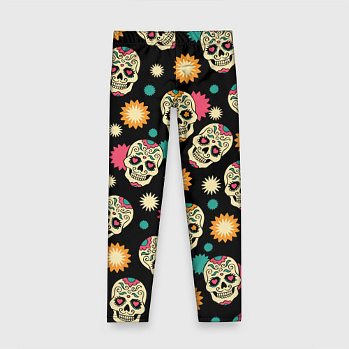 Детские легинсы День мертвецов - черепа / 3D-принт – фото 1