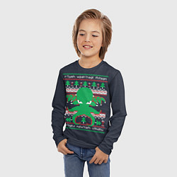 Лонгслив детский Новогодний свитер Ктулху, цвет: 3D-принт — фото 2