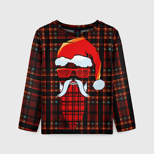 Детский лонгслив Санта Клаус хипстер / 3D-принт – фото 1