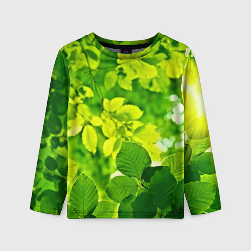 Детский лонгслив Зелёные листья / 3D-принт – фото 1