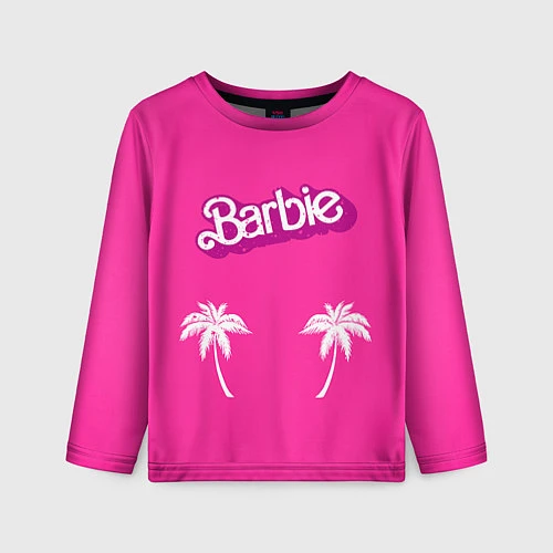 Детский лонгслив Barbie пальмы / 3D-принт – фото 1