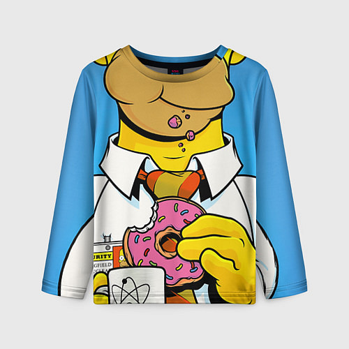 Детский лонгслив Homer with donut / 3D-принт – фото 1