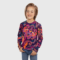 Лонгслив детский Орнамент пейсли - розовый, цвет: 3D-принт — фото 2