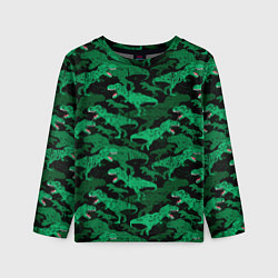 Детский лонгслив Зелёные тираннозавры - камуфляж