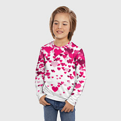 Лонгслив детский Сердца розовые падают, цвет: 3D-принт — фото 2